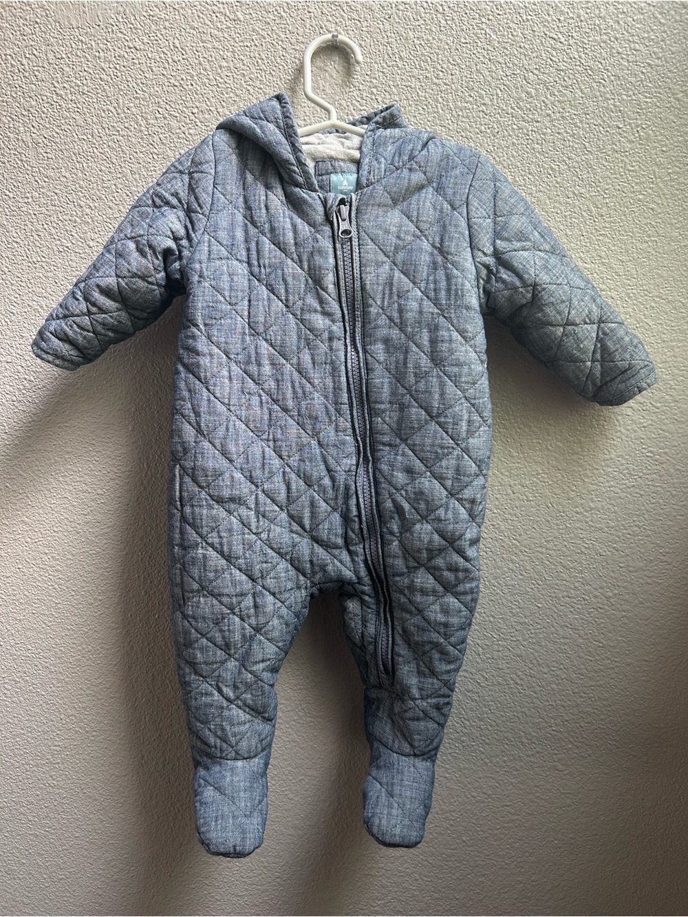 GAP Quilted Hooded Footed One-Piece in Gray